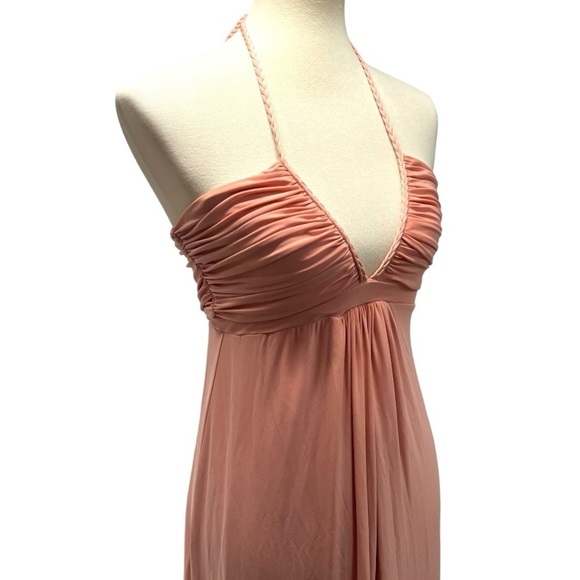 Misa Los Angeles Anya Peach Deep V Neck Ruched Halter Maxi Dress Women’s XS - Picture 13 of 16